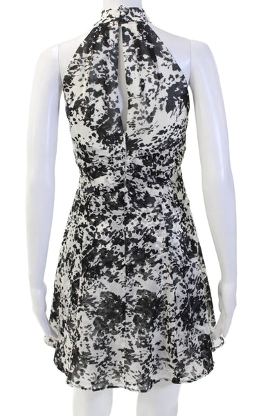 White House Black Market Women Fit & Flare Dress Black Floral Sleeveless Size 00