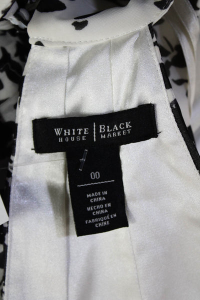 White House Black Market Women Fit & Flare Dress Black Floral Sleeveless Size 00