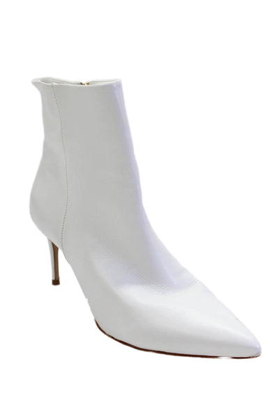 Schutz Womens Pointed Toe Zip Up Ankle Boots White Size 9B