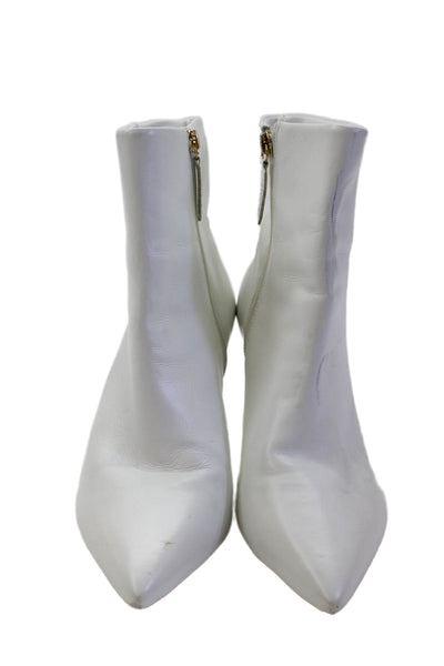 Schutz Womens Pointed Toe Zip Up Ankle Boots White Size 9B