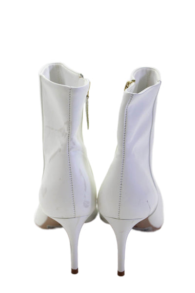 Schutz Womens Pointed Toe Zip Up Ankle Boots White Size 9B