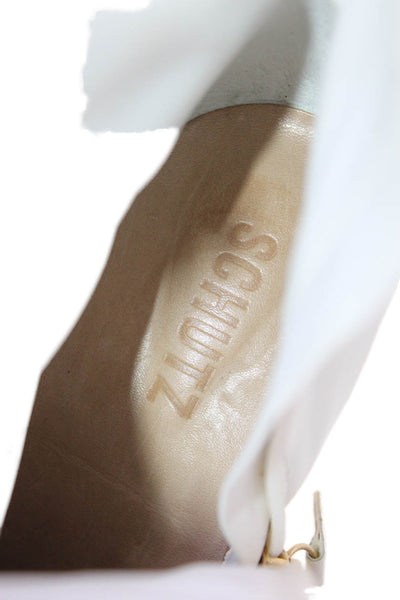 Schutz Womens Pointed Toe Zip Up Ankle Boots White Size 9B