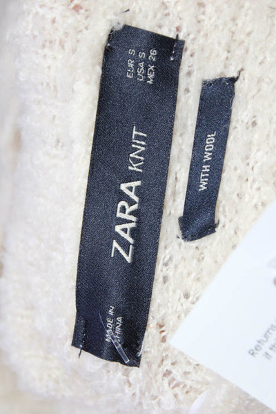 Zara Knit Womens Womens Pullover High Neck Sweater Cream Size S