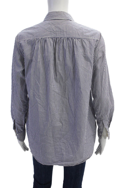 Rag & Bone Women Striped Cotton Collared Button-Up Top Long Sleeve Blue Size XS