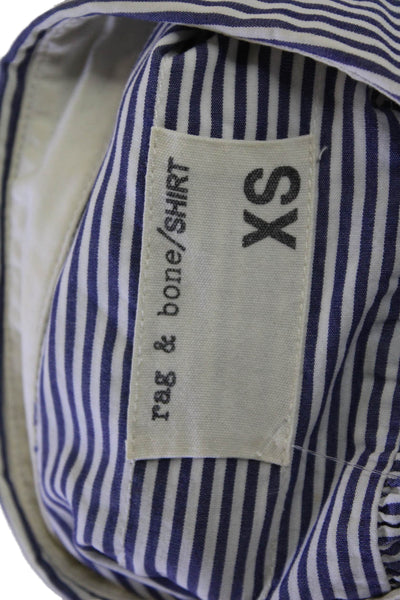 Rag & Bone Women Striped Cotton Collared Button-Up Top Long Sleeve Blue Size XS