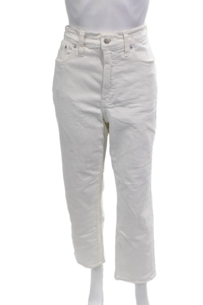 Madewell Women Ankle Cropped High Rise White Pants Size 28