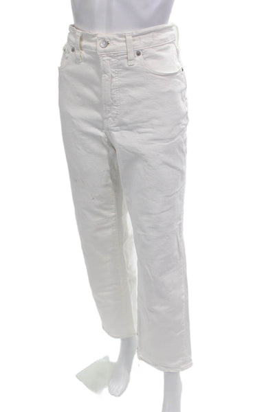 Madewell Women Ankle Cropped High Rise White Pants Size 28