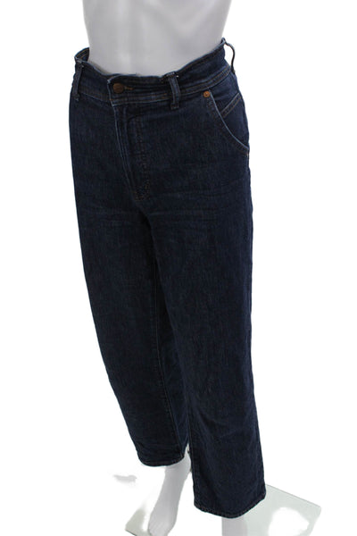 Madewell Unisex Cropped Straight Jeans Dark Blue Cotton Hemp Size 28