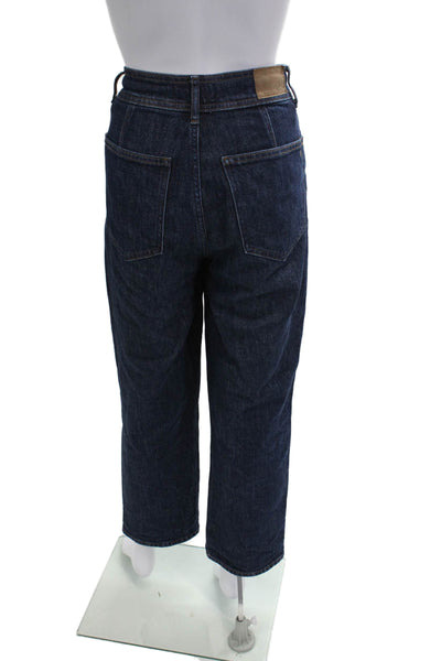 Madewell Unisex Cropped Straight Jeans Dark Blue Cotton Hemp Size 28