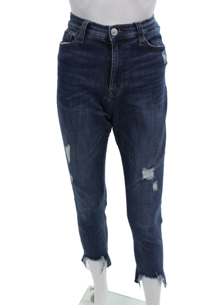 Hudson Women Dark Blue High-Rise Ankle Cropped Jeans Size 30