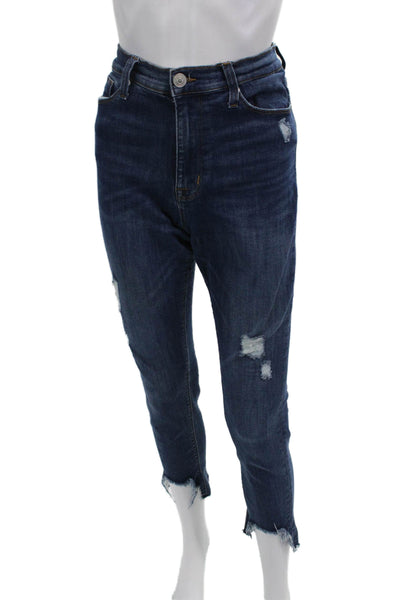 Hudson Women Dark Blue High-Rise Ankle Cropped Jeans Size 30