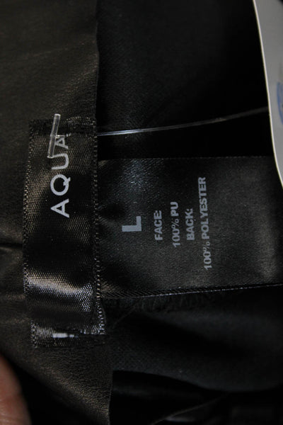 Aqua Womens Faux Leather Straight Leg Belted Zip Fly Trousers Black Size L
