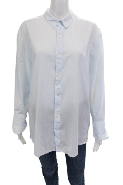 Standard James Perse Women Button-Up Light Blue Cotton Long Sleeve Size 3