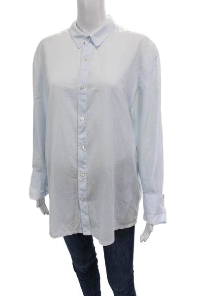 Standard James Perse Women Button-Up Light Blue Cotton Long Sleeve Size 3