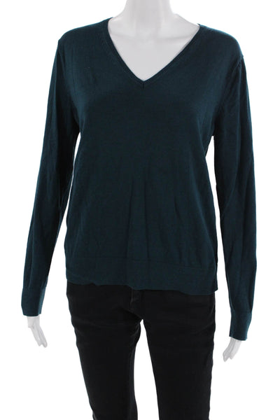 Banana Republic Womens Cotton V-Neck Long Sleeve Casual Sweater Blue Size M