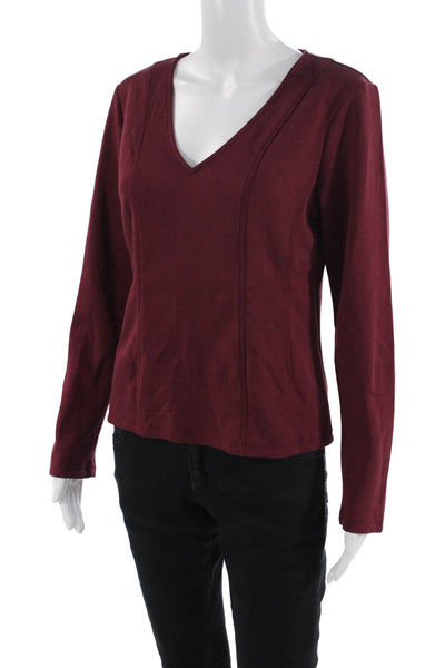 Banana Republic Women Red V-Neck Long Sleeve Basic Top Size M