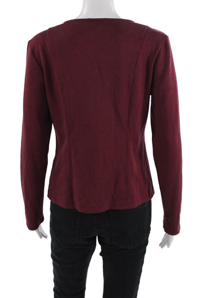 Banana Republic Women Red V-Neck Long Sleeve Basic Top Size M