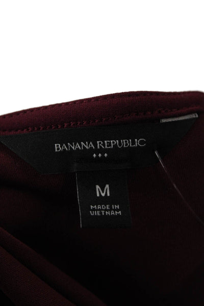 Banana Republic Women Red V-Neck Long Sleeve Basic Top Size M
