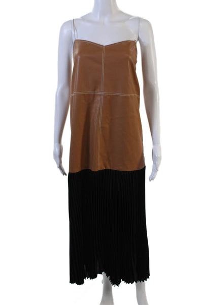 Alexis Women Slip Dress Brown Long Sleeveless Designer Size M
