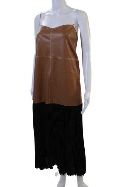 Alexis Women Slip Dress Brown Long Sleeveless Designer Size M