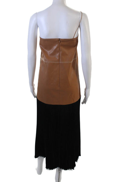 Alexis Women Slip Dress Brown Long Sleeveless Designer Size M