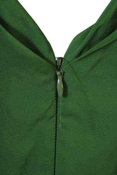 Lida Baday Womens Green V-Neck Shift Dress Sleeveless Zip Size 8