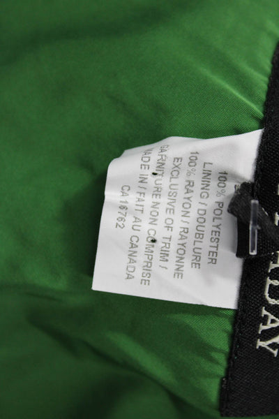 Lida Baday Womens Green V-Neck Shift Dress Sleeveless Zip Size 8