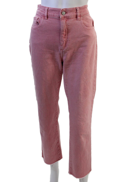 DL 1961 Women Cropped Straight Jeans Pink High Rise Size 27