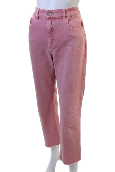DL 1961 Women Cropped Straight Jeans Pink High Rise Size 27