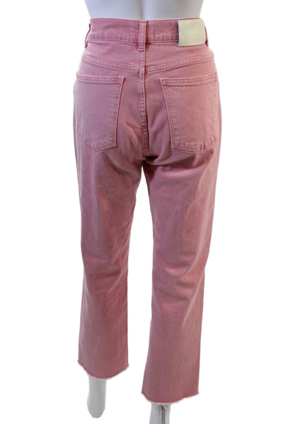 DL 1961 Women Cropped Straight Jeans Pink High Rise Size 27