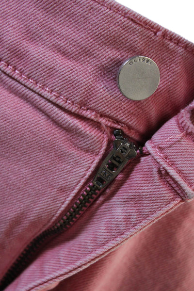 DL 1961 Women Cropped Straight Jeans Pink High Rise Size 27