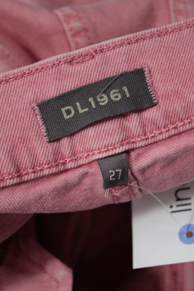 DL 1961 Women Cropped Straight Jeans Pink High Rise Size 27
