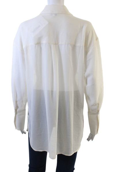Pistola Womens Basic White Collared Button-Up Blouse Long Sleeve Size S