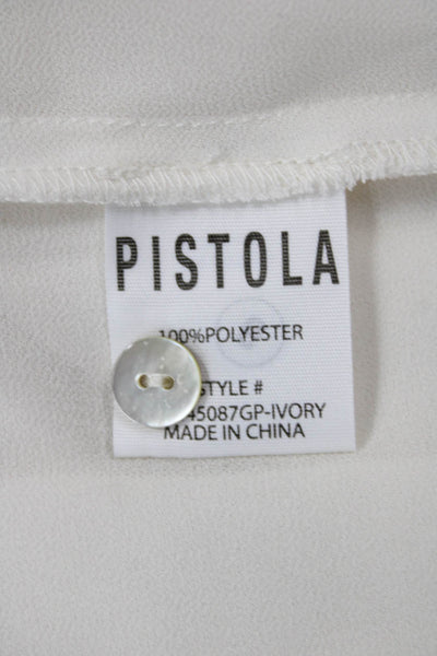 Pistola Womens Basic White Collared Button-Up Blouse Long Sleeve Size S