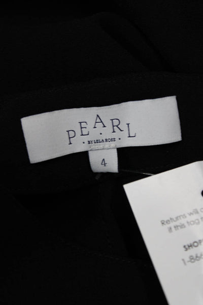 Pearl Women Basic Black V-Neck Long Sleeve Blouse 100% Polyester Size 4