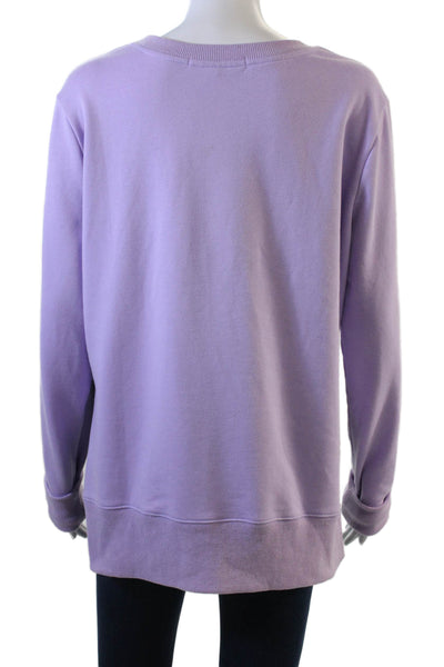 English Factory Women Pullover Sweatshirt Purple 100% Cotton Crew Neck Size L