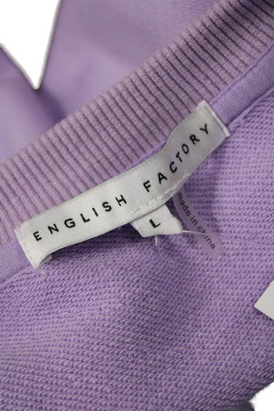 English Factory Women Pullover Sweatshirt Purple 100% Cotton Crew Neck Size L