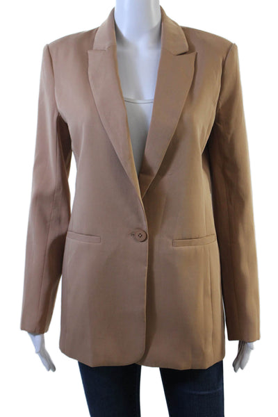 Endless Rose Womens Solid Button Up Blazer Jacket Brown Size XS