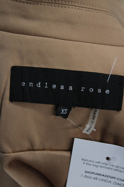 Endless Rose Womens Solid Button Up Blazer Jacket Brown Size XS