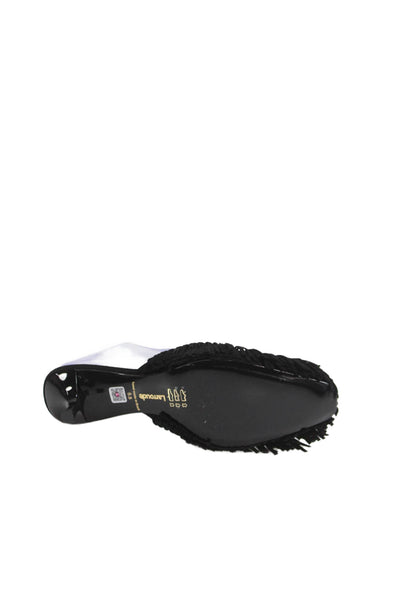 Larroude Womens Sienna Fringe Slip-On Kitten Heels Black Size 5.5