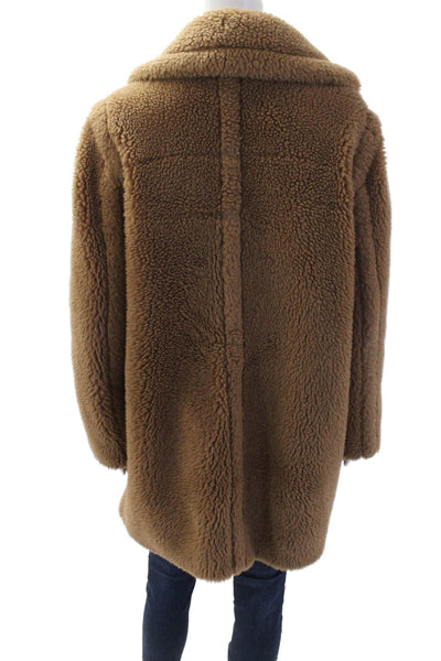 Max Mara Womens Designer Overcoat Brown Collared Button Long Sleeve Size 6