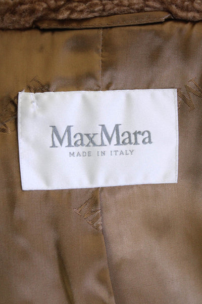 Max Mara Womens Designer Overcoat Brown Collared Button Long Sleeve Size 6