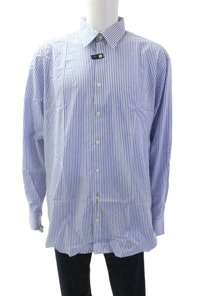 Joseph Abboud Mens Striped Collared Button-Down Shirt Blue Size 36