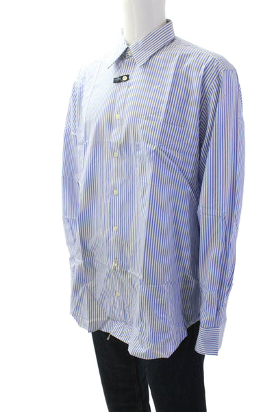 Joseph Abboud Mens Striped Collared Button-Down Shirt Blue Size 36