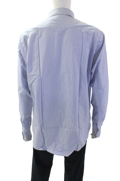 Joseph Abboud Mens Striped Collared Button-Down Shirt Blue Size 36