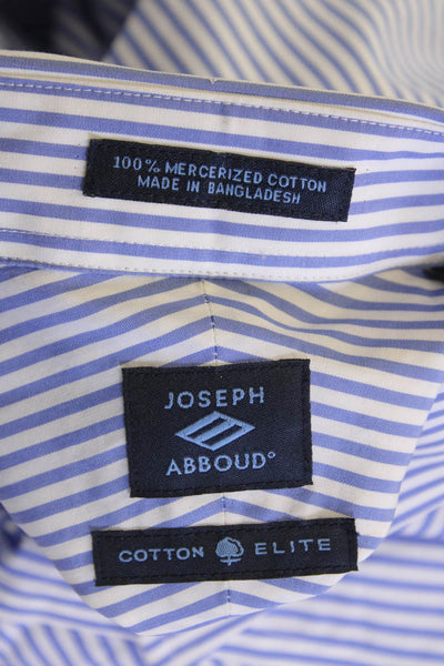 Joseph Abboud Mens Striped Collared Button-Down Shirt Blue Size 36
