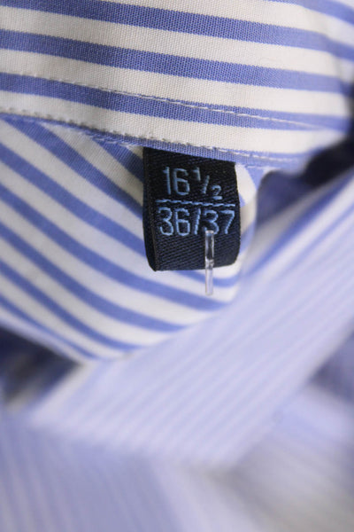 Joseph Abboud Mens Striped Collared Button-Down Shirt Blue Size 36