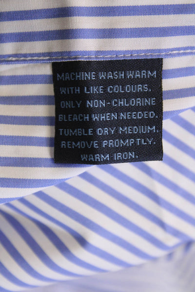 Joseph Abboud Mens Striped Collared Button-Down Shirt Blue Size 36
