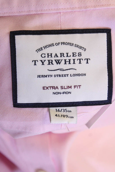 Charles Tyrwhitt Mens Cotton Extra Slim Fit Button-Down Shirt Pink Size 41