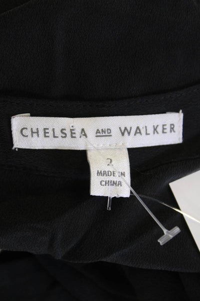 Chelsea And Walker Women Gothic Black V-Neck Long Sleeve Blouse Hook & Eye Size